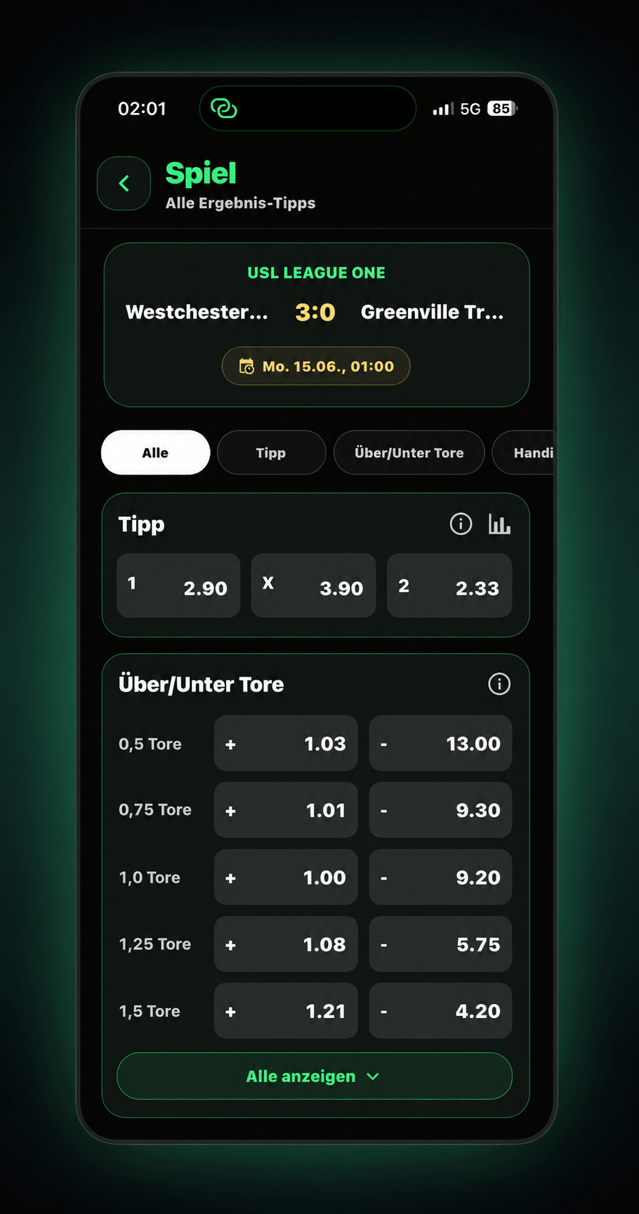 Sportwetten-App React Native App + API / Backend